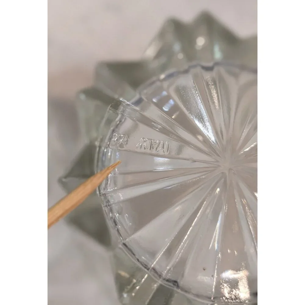 Clear Glass Ice Bucket Set 6 Glasses Italy-Made Tongs